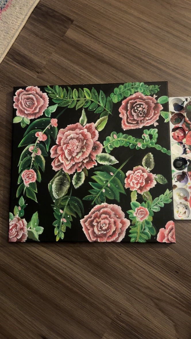 Botanical study in acrylic paint